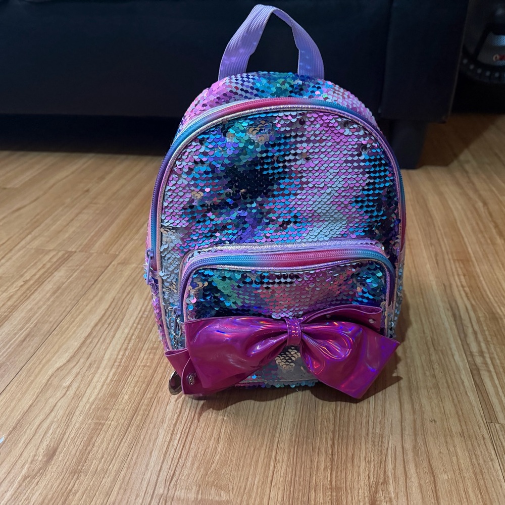 JoJo Siwa Sparkling Sequin Backpack with Purple Bow